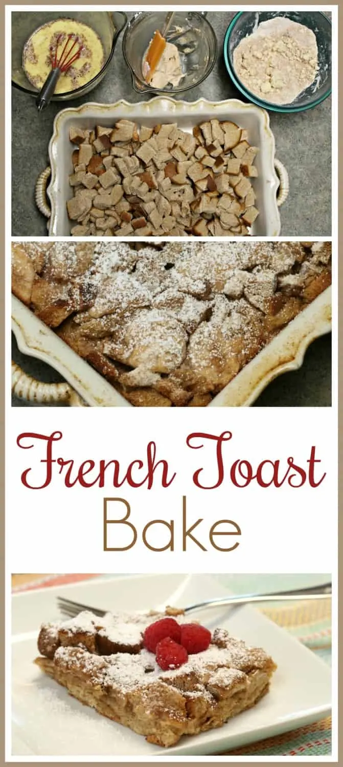 Fall Fresh Baked French Toast {Recipe} - Perfect for making the night before and refrigerating so you can just toss in the oven in the morning! Or make and bake right away. Simple, delicious recipe that everyone loves! Sweet enough that you don't even "need" syrup! {Thrifty Nifty Mommy} #Recipe