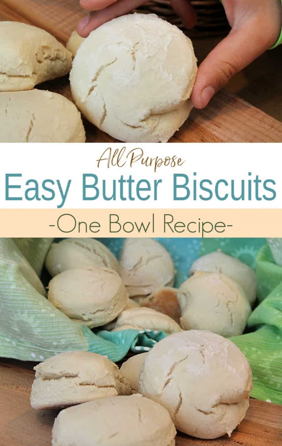 Easy Butter Biscuits Recipe - All Purpose Biscuit Recipe made in just one bowl!