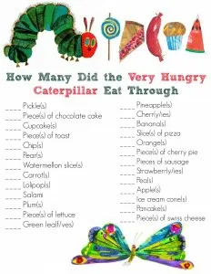 The Very Hungry Caterpillar Baby Shower Game