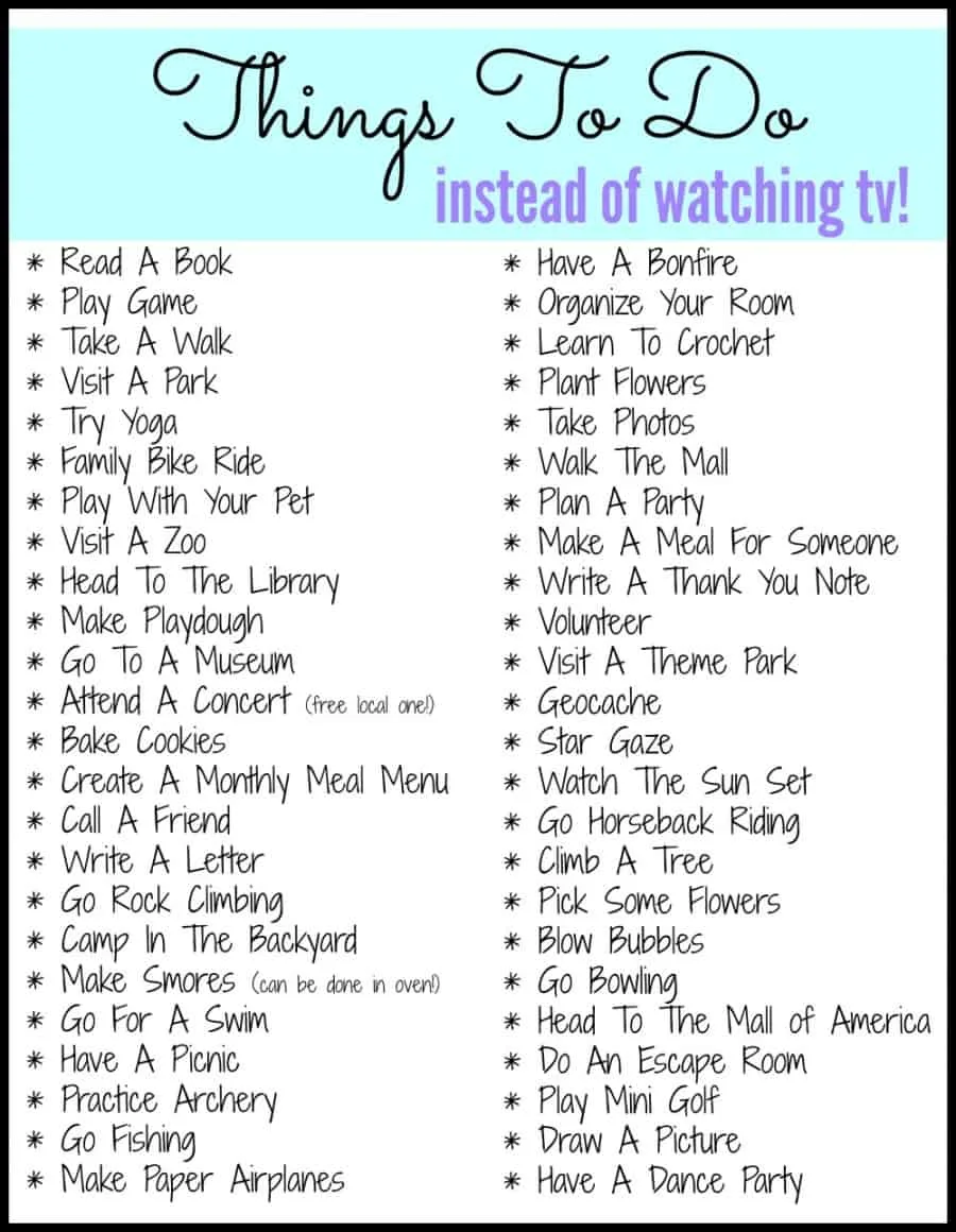 Why We Needed To Just Turn The TV Off & Things To Do Instead Of Watching Tv Printable