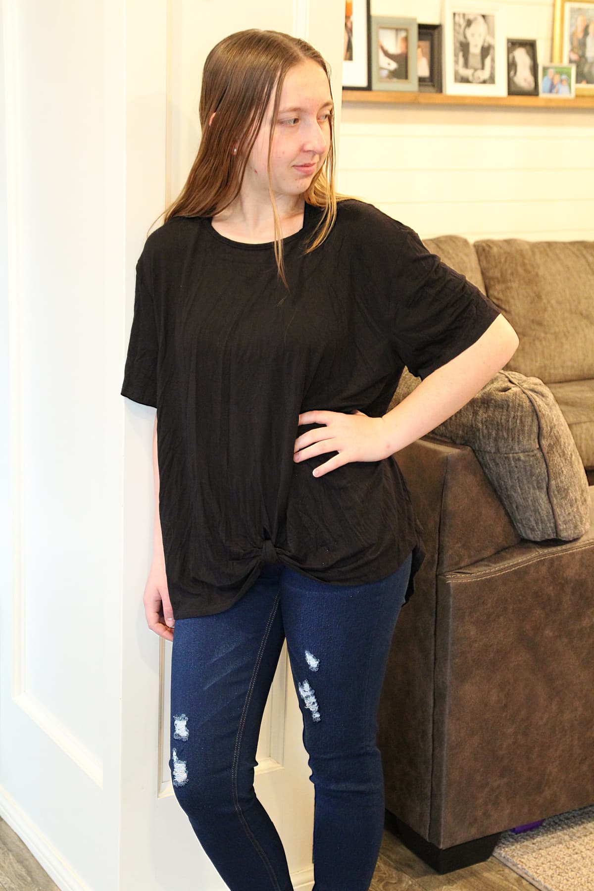 girl in black shirt - Nadine West Fashion Subscription Review
