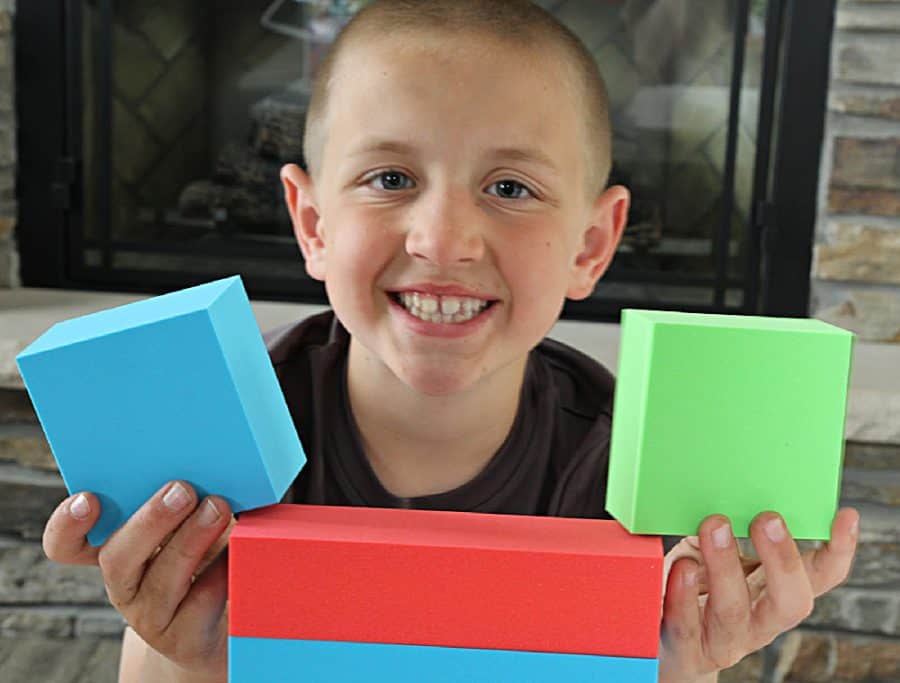 boy with blocks - Premium Joy Foam Building Blocks Set – 68 Pieces