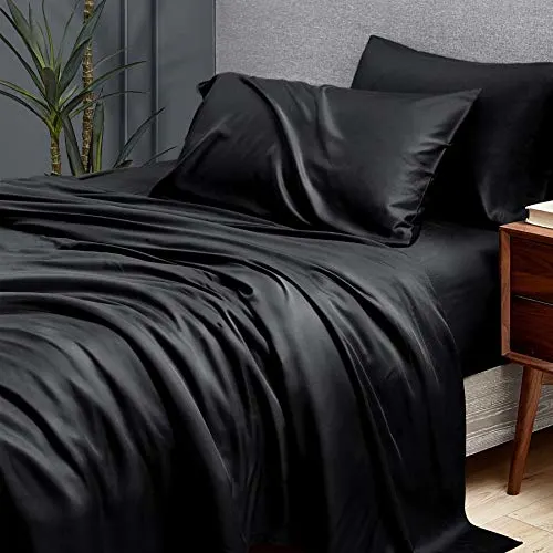 Bamboo Black Sheets on Bed