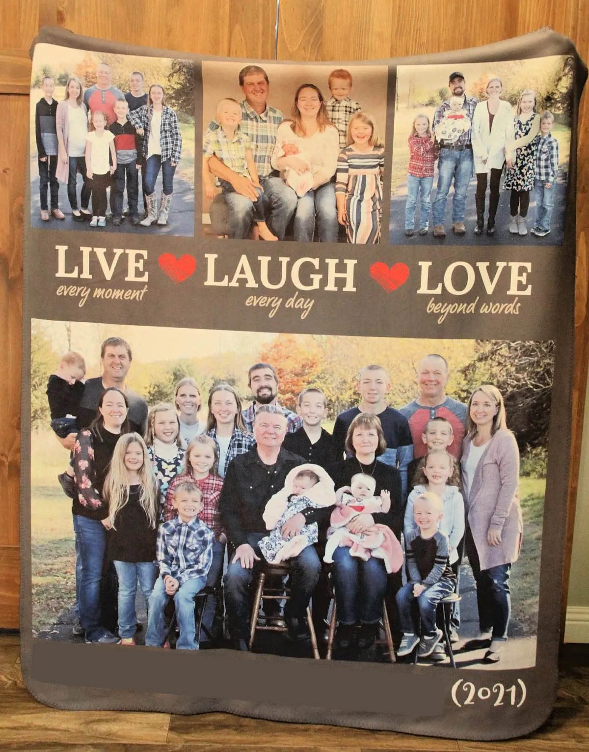 “Live Every Moment” Personalized Family Photo Blanket (1)
