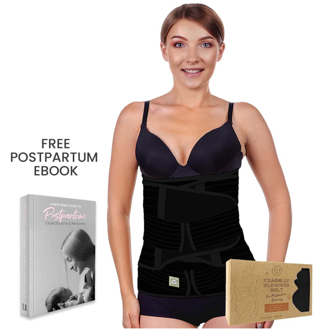 woman in binder belt - Revive 3-in-1 Postpartum Recovery Support Belt (Midnight Black, One Size)