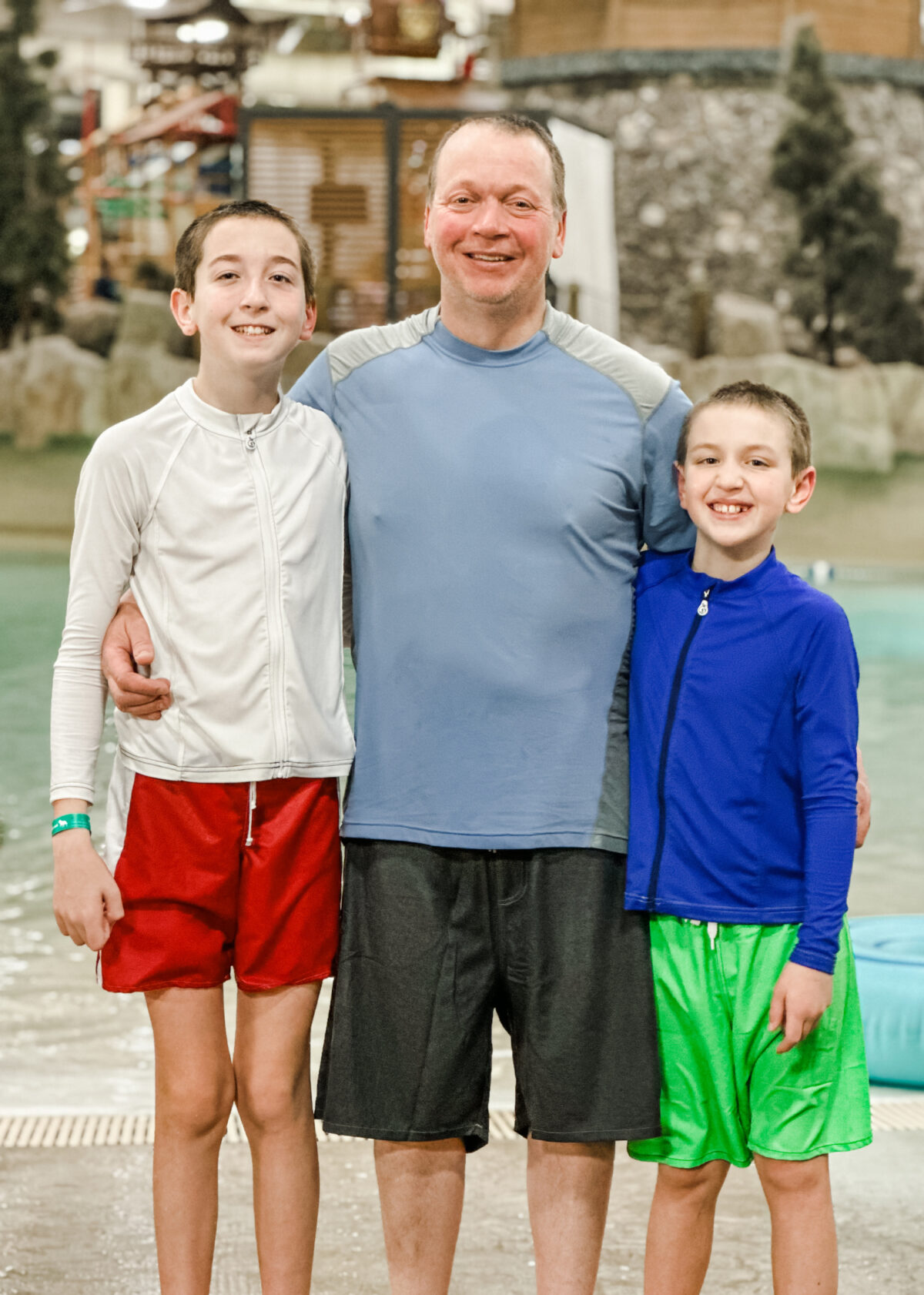 dad and boys in water park - NoNetz Swim Trunks Review