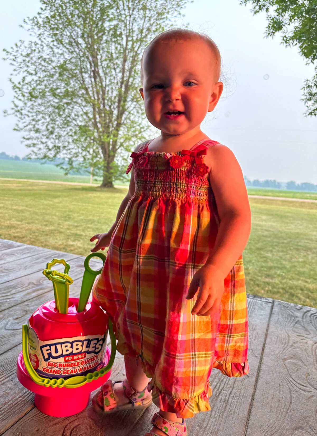 baby girl with bubbles - The Best Bubbles Toys: Fubbles Review + Giveaway