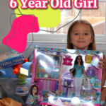 little girl with Barbies with a text overlay that says "best gifts for a 6 year old girl"