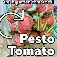 Pesto Tomato Bites with a text overlay that says, 